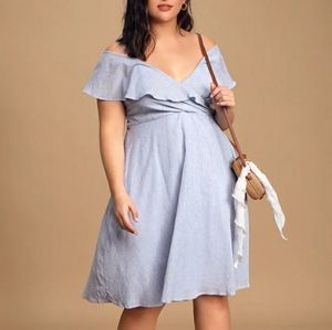 NWT Lulus Size 1X Striped Mini Dress Ruffle